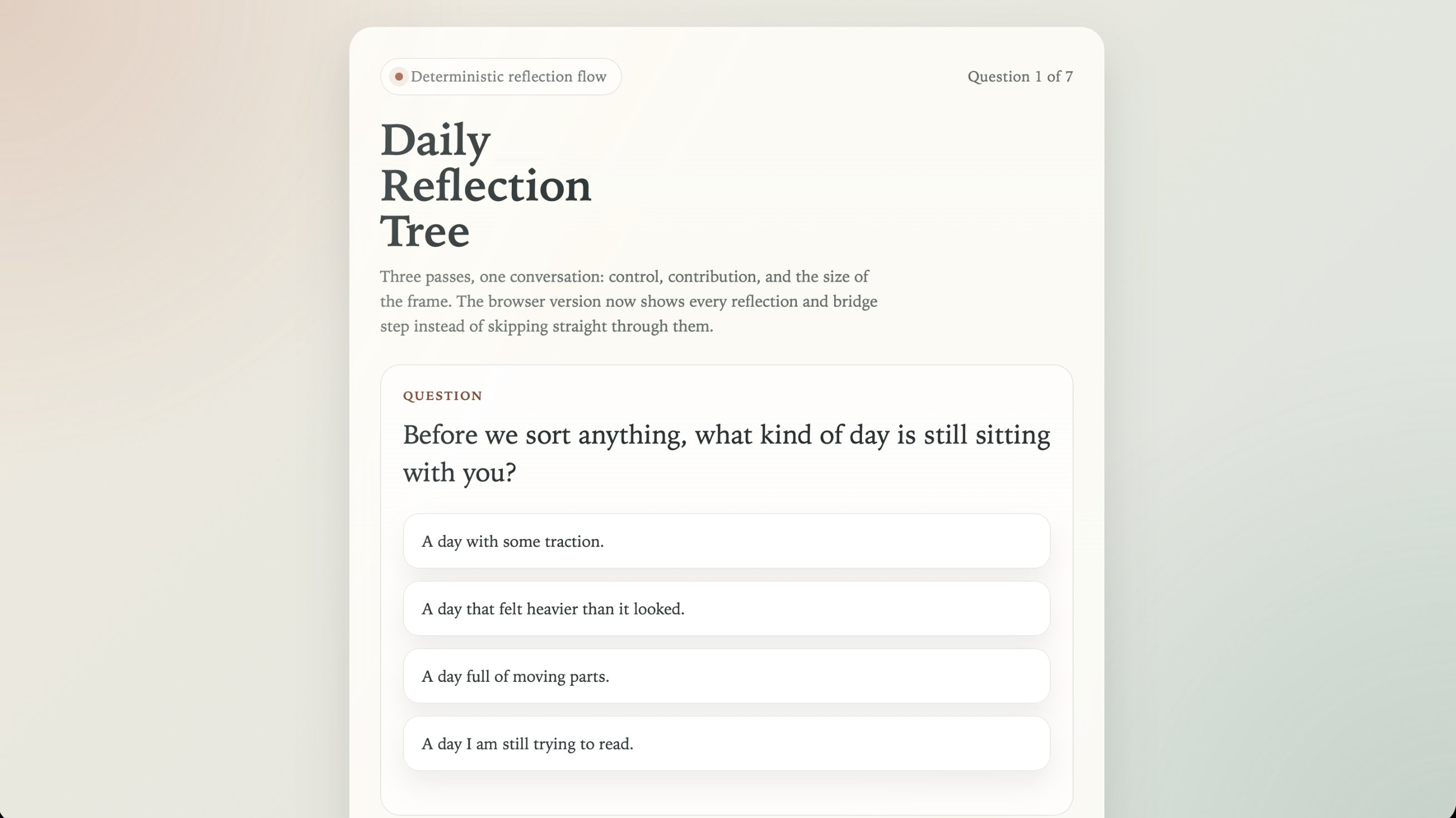 Daily Reflection Tree Application